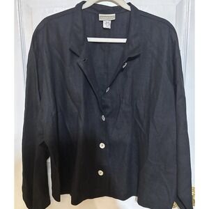 Coldwater Creek Lightweight‎ Jacket XL Black 100% Linen Made In USA